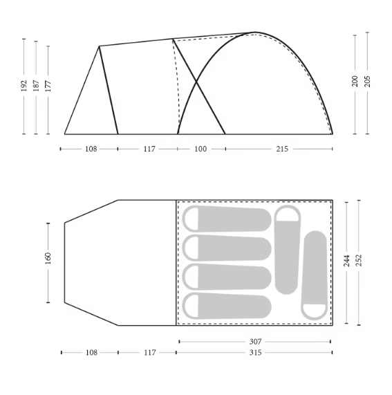 2 Палатка Naturehike KOTA 6, 6-местная, алюминиевый каркас, серо-коричневая