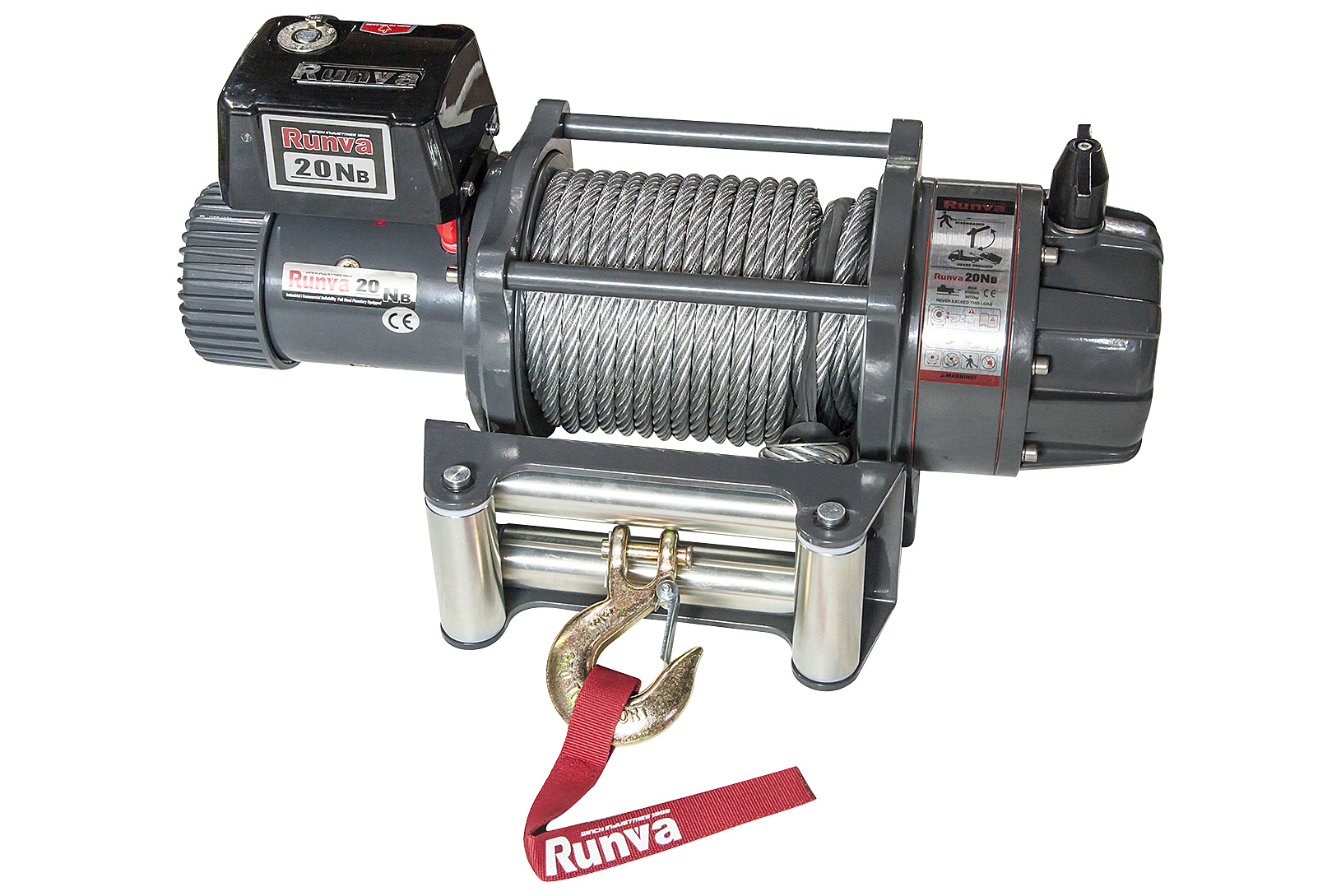 Лебёдка электрическая 24V Runva EWB20000U24V влагозащищенная, стальной трос