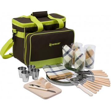 Набор для пикника на 4 персоны NISUS коричнево-зеленый