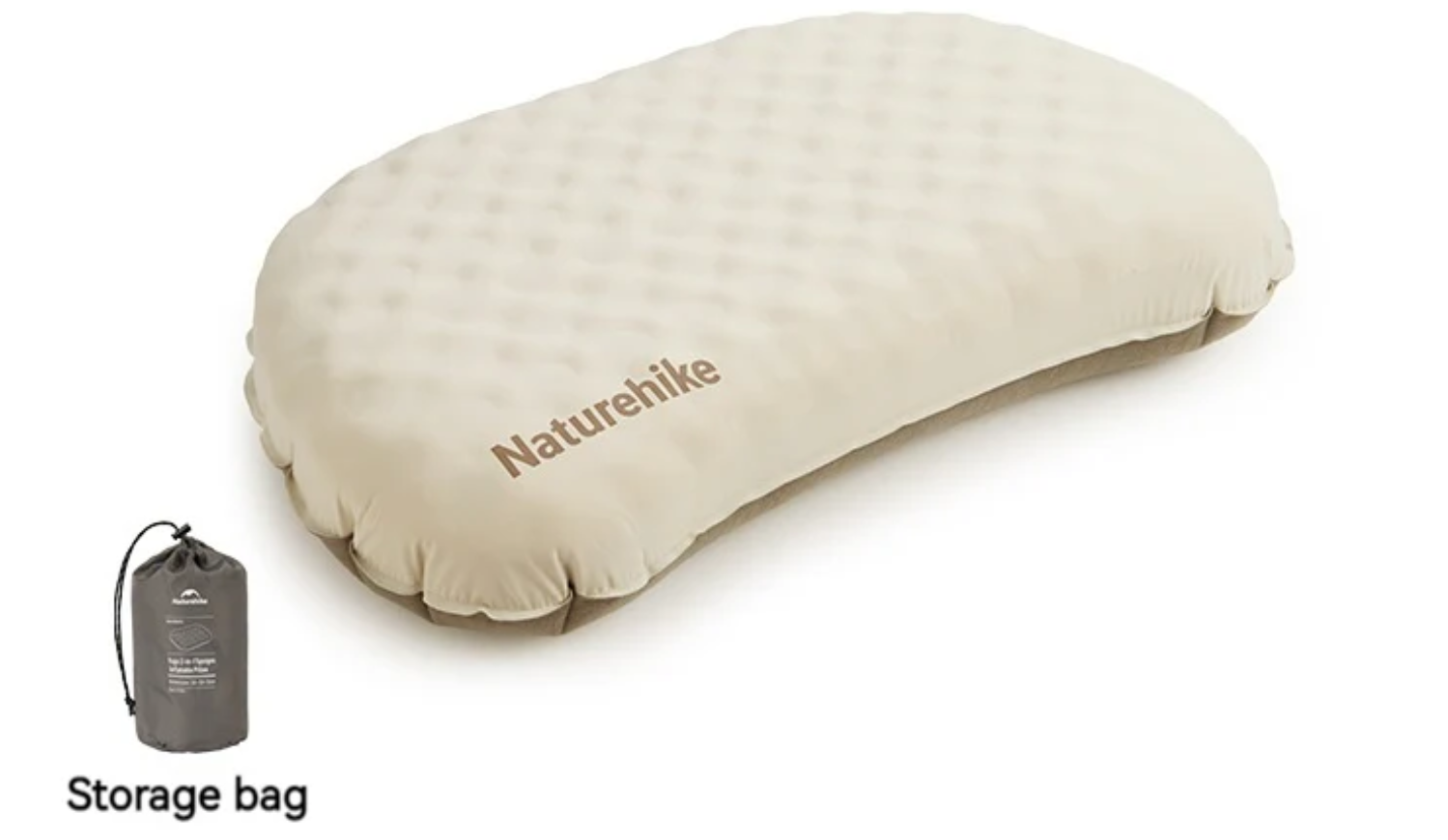 Подушка надувная Naturehike 66x36x12 см, бежевая Подушка надувная Naturehike 66x36x12 см, бежевая
