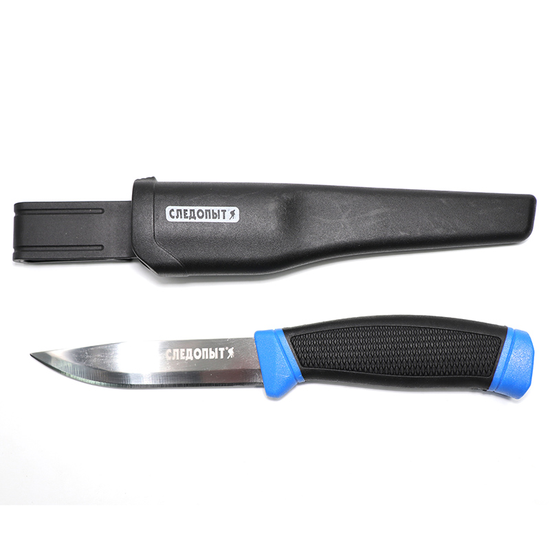 Нож туристический "СЛЕДОПЫТ" универсальный, прорезиненная ручка, клинок 100 мм, в чехле