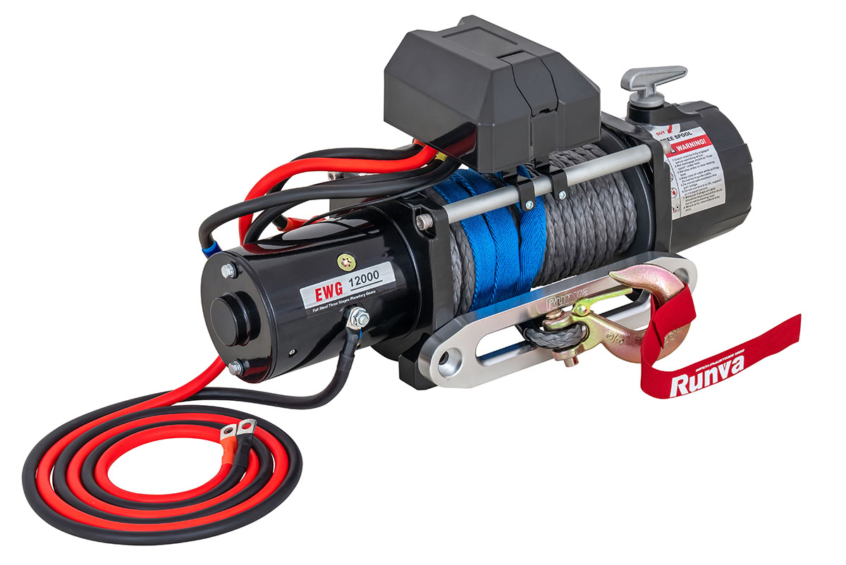 Лебёдка электрическая 12V Magnum 12000 lbs 5443 кг (синтетический трос)