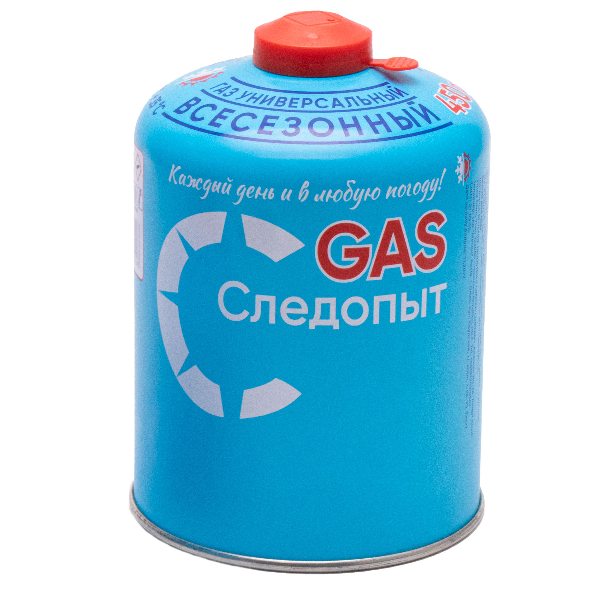 Баллон газовый резьбовой СЛЕДОПЫТ 450 гр., всесезонный