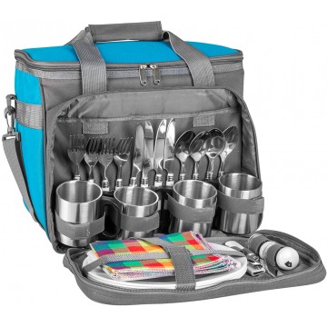 Набор для пикника на 4 персоны HELIOS серо-голубой