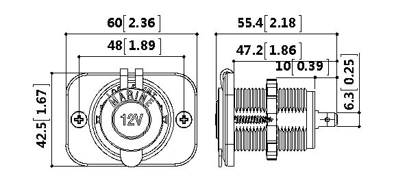 Розетка 12В с монтажной панелью