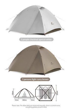 Палатка Naturehike Cloud-Creek (Yun chuan) 3-местная, алюминиевый каркас, серая, серия ВИНИЛ