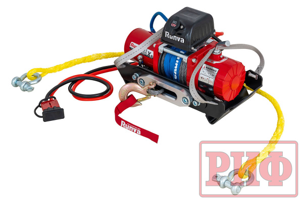 Лебёдка переносная РИФ 9.5XSR c облегчённой площадкой и проводами (в сборе) корот. бараб, синт. трос