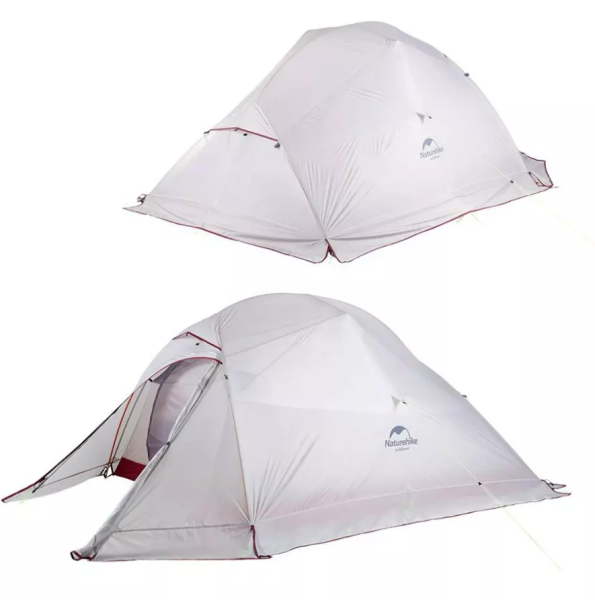 Палатка Naturehike Cloud Up 3-местная, алюминиевый каркас, снежная юбка, сверхлегкая, серый-красный