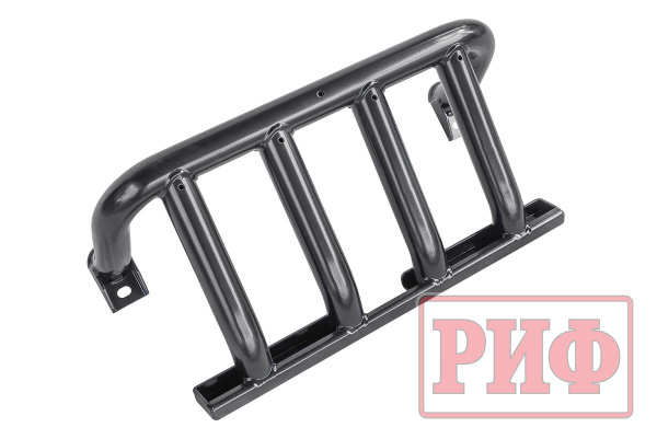 Бампер РИФ силовой передний УАЗ Патриот 2015+ с квадратом под фаркоп и защитой рулевых тяг стандарт