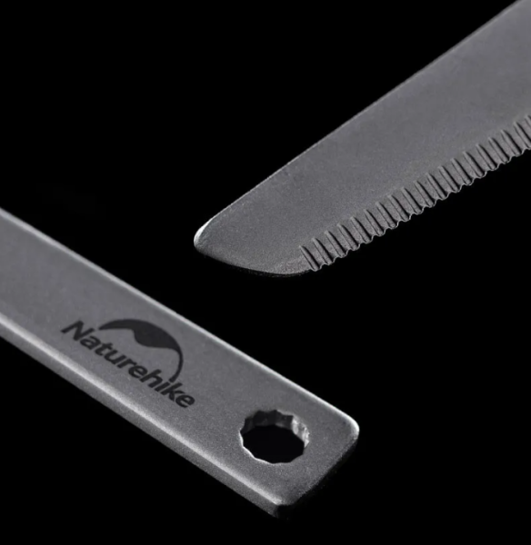 Набор столовых приборов Naturehike (нож, вилка, ложка), титан, в чехле