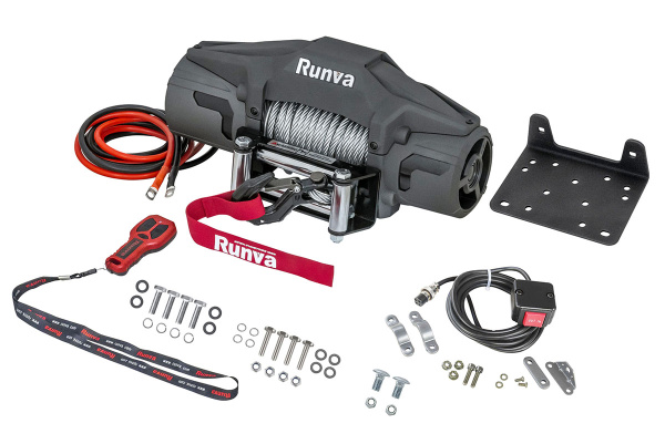 Лебёдка электрическая 12V Runva 6000 lbs 2722 кг (стальной трос)