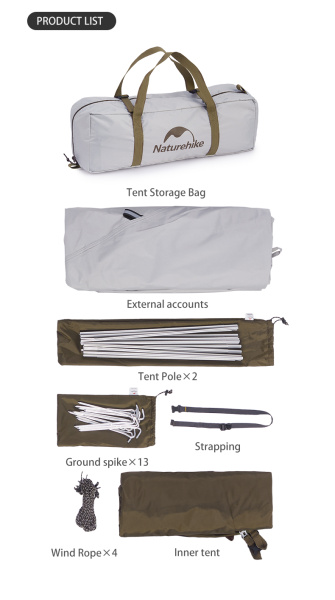 Палатка Naturehike Cloud-Creek (Yun chuan) 3-местная, алюминиевый каркас, серая, серия ВИНИЛ