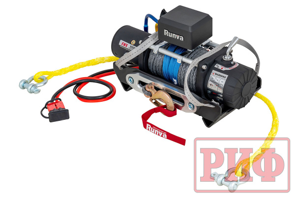 Лебёдка переносная РИФ 9500SR c облегчённой площадкой на цепях и проводами (синт. трос)