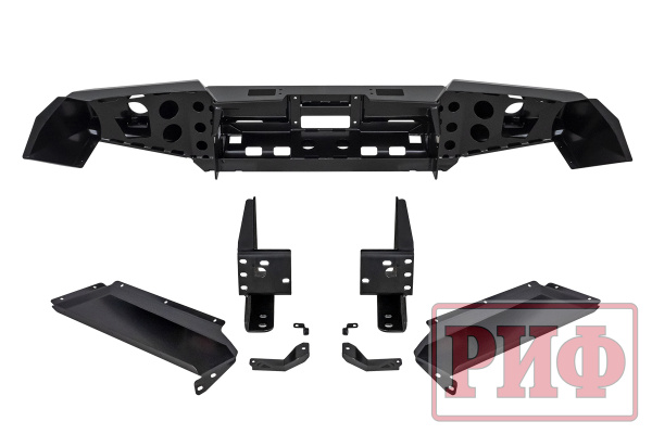 Бампер РИФ силовой передний Toyota Land Cruiser 200 2007-2015 c доп. фарами и защитой бачка омывателя