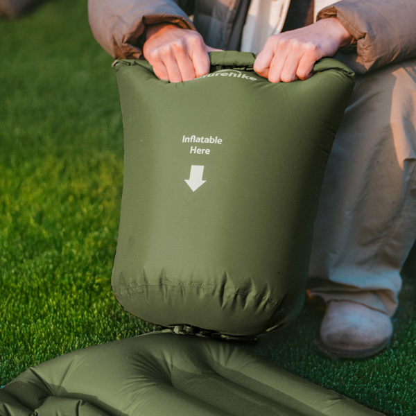 Коврик надувной Naturehike FC01 200х60х9,5 см, с подушкой, зеленый