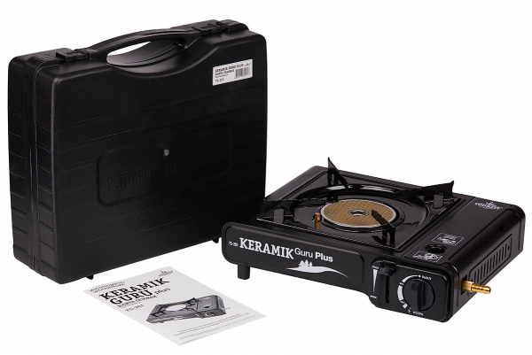 Плита газовая TOURIST KERAMIK GURU PLUS, портативная, керамическая, с переходником, в кейсе