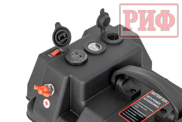 Бокс аккумуляторный 2xUSB, 1x12В, вольтметр с индикацией 424х251х306