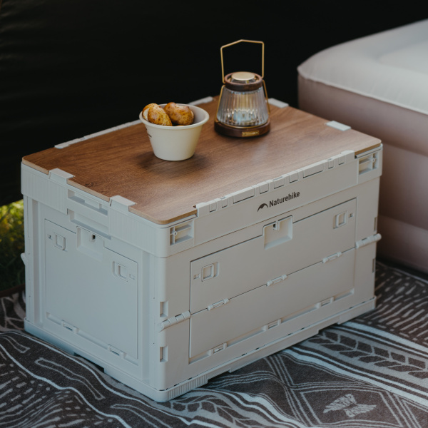 3 Ящик туристический Naturehike 52 л, трансформер, со столешницей, бежевый