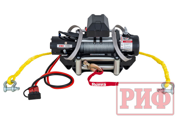 Лебёдка переносная РИФ 12000 c облегчённой площадкой и проводами (стальной трос)