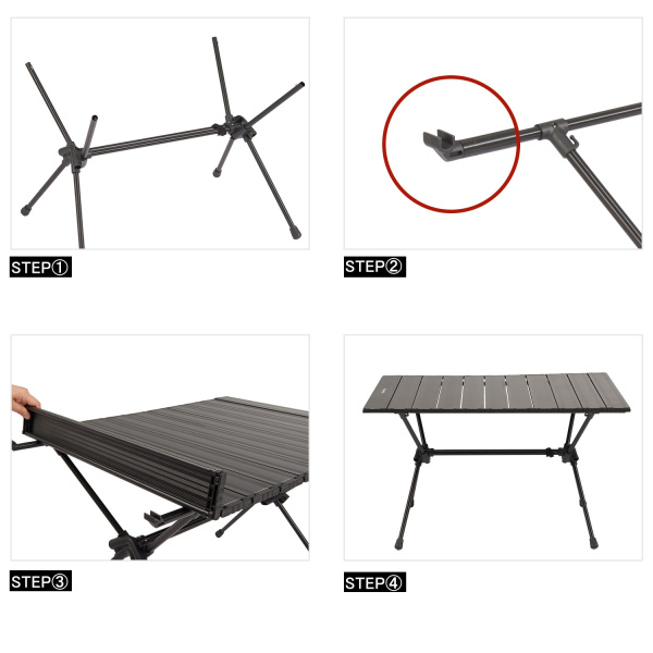 Стол туристический Naturehike FT11 алюминиевый, быстросборный, 75х55х44/34 см, складной, черный