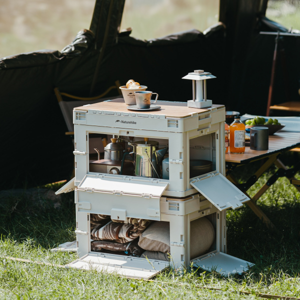 Ящик туристический Naturehike 52 л, трансформер, со столешницей, бежевый