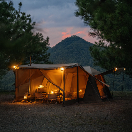 Палатка Naturehike Village 13 PRO автоматическая 5-8-местная, с верандой, темно-коричневая, блэкаут