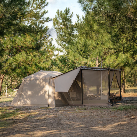 Палатка Naturehike Village 13 PRO автоматическая 5-8-местная, с верандой, темно-коричневая, блэкаут