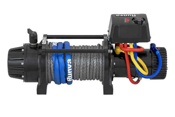 Лебёдка электрическая 12V Runva 9500 lbs 4350 кг высокоскоростная, влагозащищ., синтетический трос