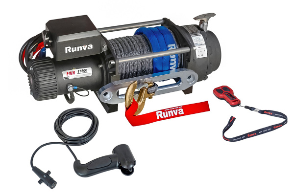Лебёдка электрическая (индустр.) 24V Runva EWN17500USR24V 7960 кг синтетический трос