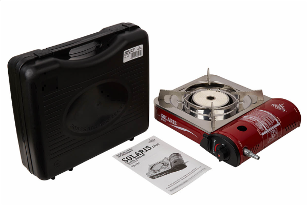 Плита газовая TOURIST SOLARIS PLUS портативная, керамическая, с переходником, в кейсе