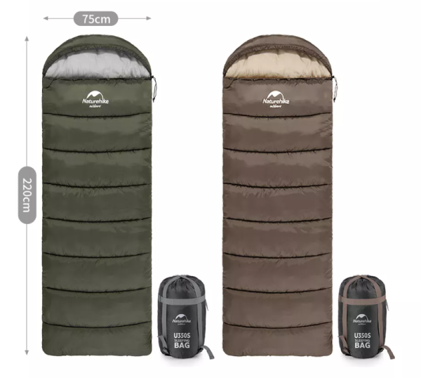 Мешок спальный Naturehike U350, (190х30)х75 см, (левый) (ТК: +1C), темно-зеленый