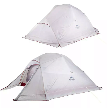 Палатка Naturehike Cloud Up Si 3-местная, алюминиевый каркас,снежная юбка, сверхлегкая, серо-красная