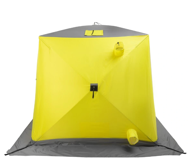 3 Палатка зимняя PREMIER утепл. Куб ЛОНГ-2 желтый/серый