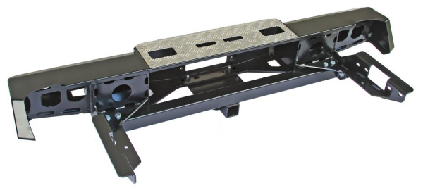 Бампер РИФ задний Toyota Hilux 2005+ с площадкой под лебёдку, квадратом под фаркоп и фонарями