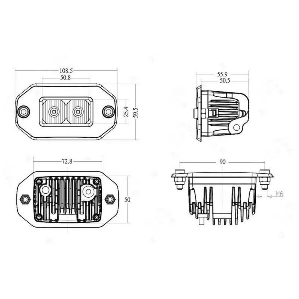 Фары дальнего света AURORA 76x38 мм 20W LED