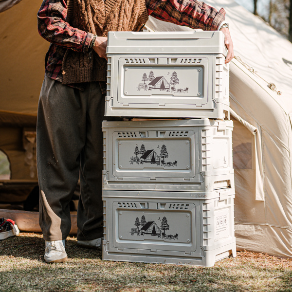 Ящик туристический Naturehike 50+10 л, трансформер, со столешницей, бежевый