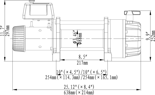 Лебёдка электрическая 12V Runva 20000 lbs синтетический трос (влагозащищенная)