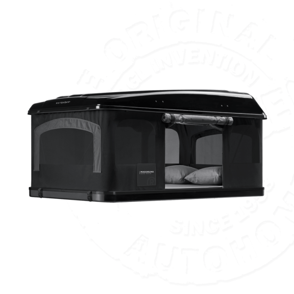 Палатка на крышу автомобиля AUTOHOME MAGGIOLINA GRAND TOUR LARGE 360 BLACK STORM, чёрный тент, лестница 215 мм