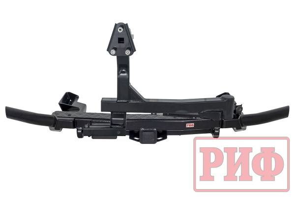 Бампер РИФ силовой задний Renault Duster 2021+ c квадратом под фаркоп, калиткой и подсветкой номера