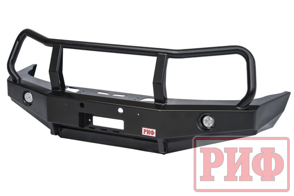 Бампер РИФ силовой передний УАЗ Патриот 2005+ с доп. фарами и защитной дугой