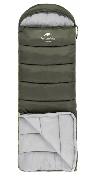Мешок спальный Naturehike U150, 220х75 см, (ТК: +11C), (правый), темно-зеленый