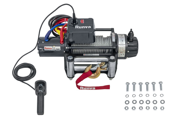 Лебёдка электрическая 12V Runva 9500 lbs 4350 кг влагозащищенная, стальной трос