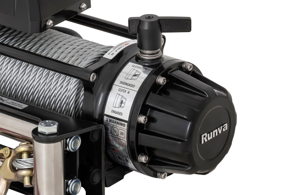 Лебёдка электрическая 12V Runva 9500 lbs 4350 кг влагозащищенная, стальной трос (228:1)