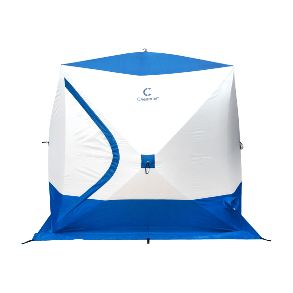 1 Палатка зимняя куб СЛЕДОПЫТ, 2,15х2,15 м, 3 слоя, синий/белый