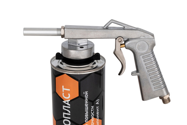 Покрытие защитное повышенной прочноcти черное ПРОТОПЛАСТ, с отвердителем 6 л и пистолетом, (аналог RAPTOR U-POL)