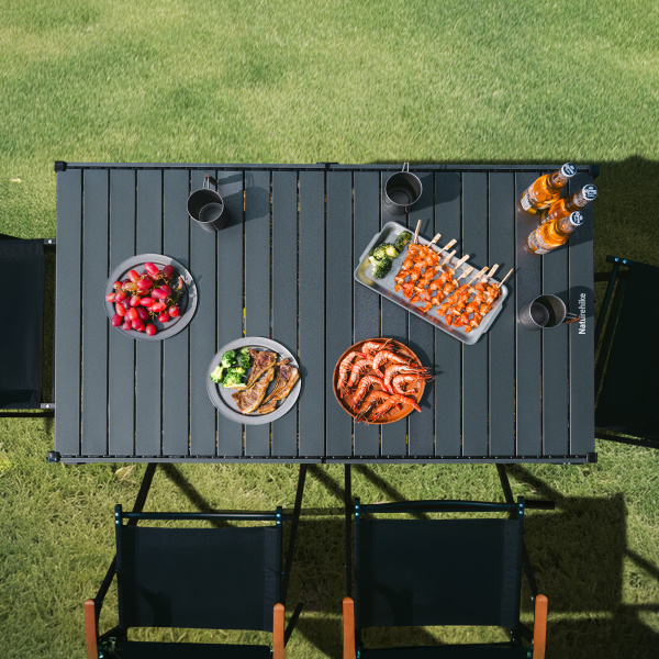 Стол туристический Naturehike Simple star H01 складной, 120х70х73 см, с сетчатой полкой, черный