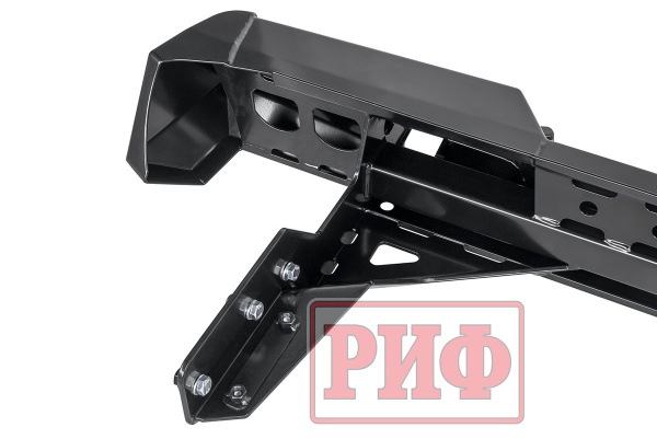 Бампер РИФ силовой задний Mitsubishi L200 2019-2022 с квадратом под фаркоп и фонарями