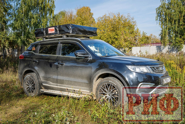 3 Палатка на крышу автомобиля РИФ Soft RT01-140, тент песочный, корпус черный, 240х140х130 см