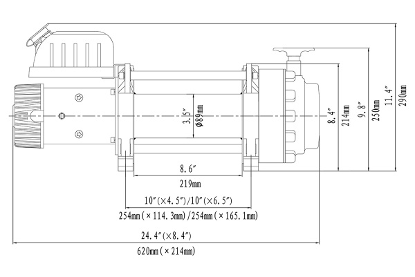 Лебёдка электрическая (индустр.) 24V Runva 17500 lbs 7960 кг синтетический трос