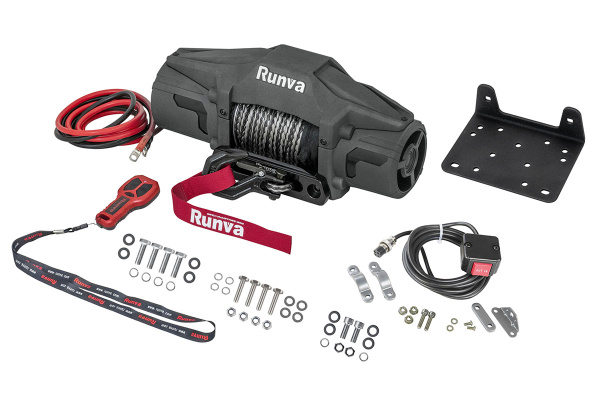 Лебёдка электрическая 12V Runva 6000 lbs 2722 кг (синтетический трос)